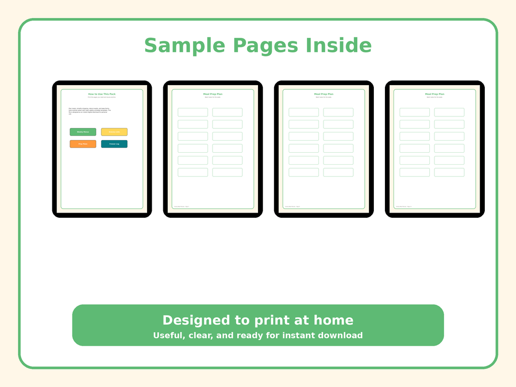 Family Meal Planner & Grocery List Bundle | 32 Printable Pages