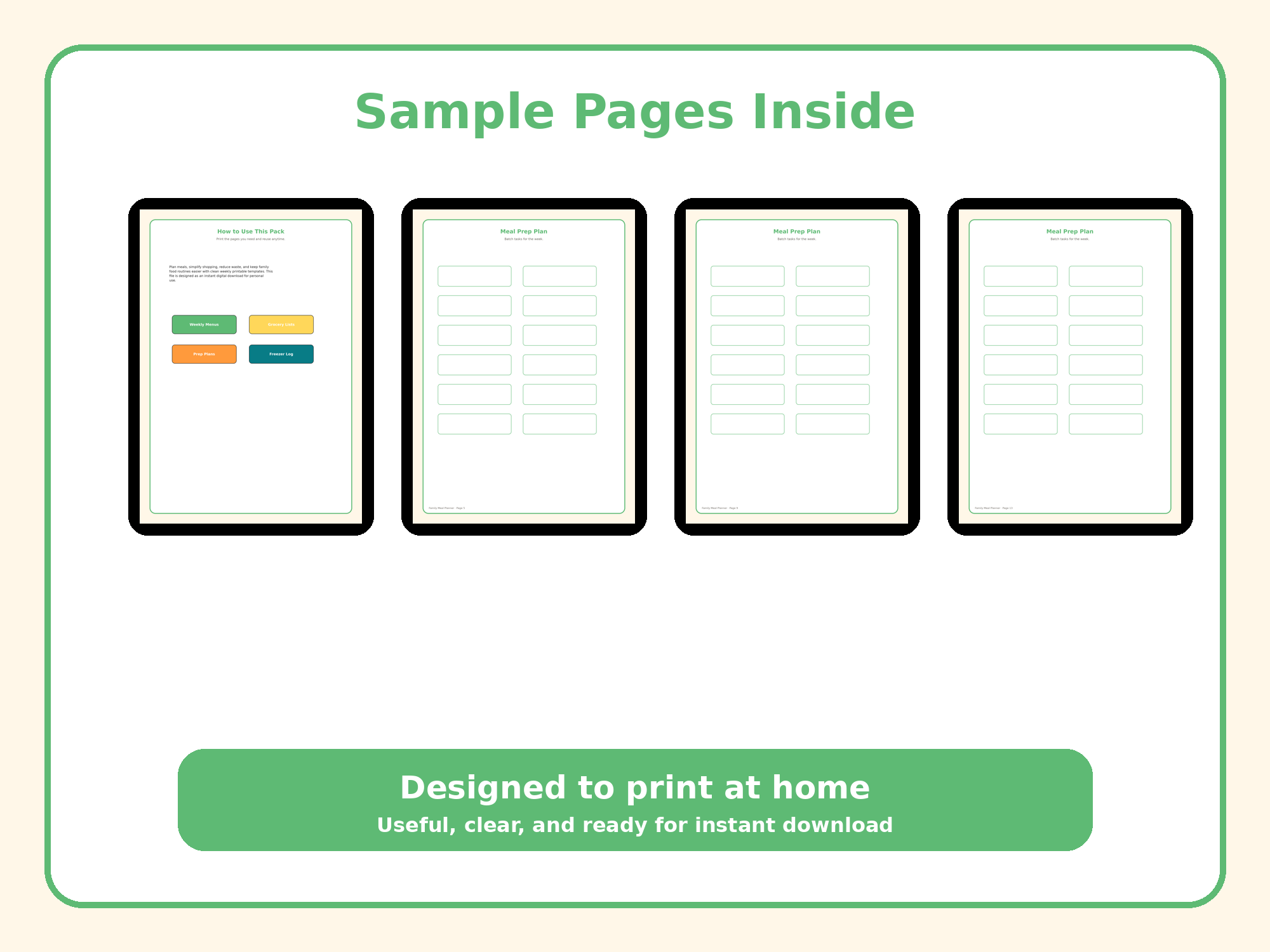 Family Meal Planner & Grocery List Bundle | 32 Printable Pages