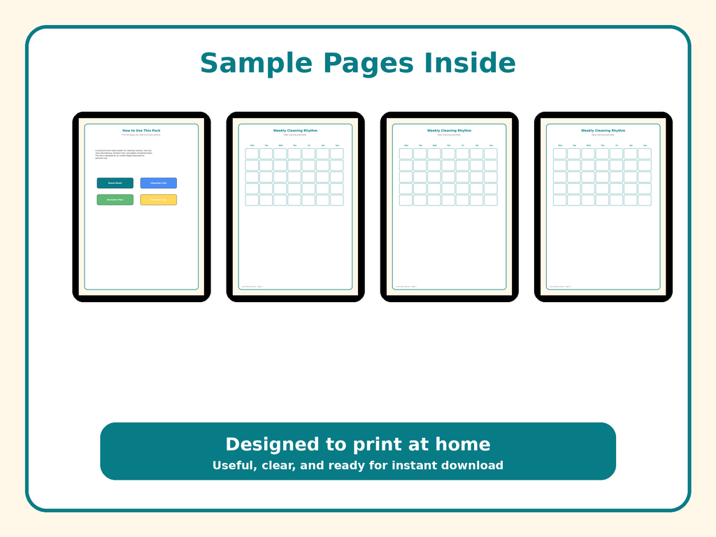 Home Reset Cleaning & Decluttering Planner | 34 Printable Pages