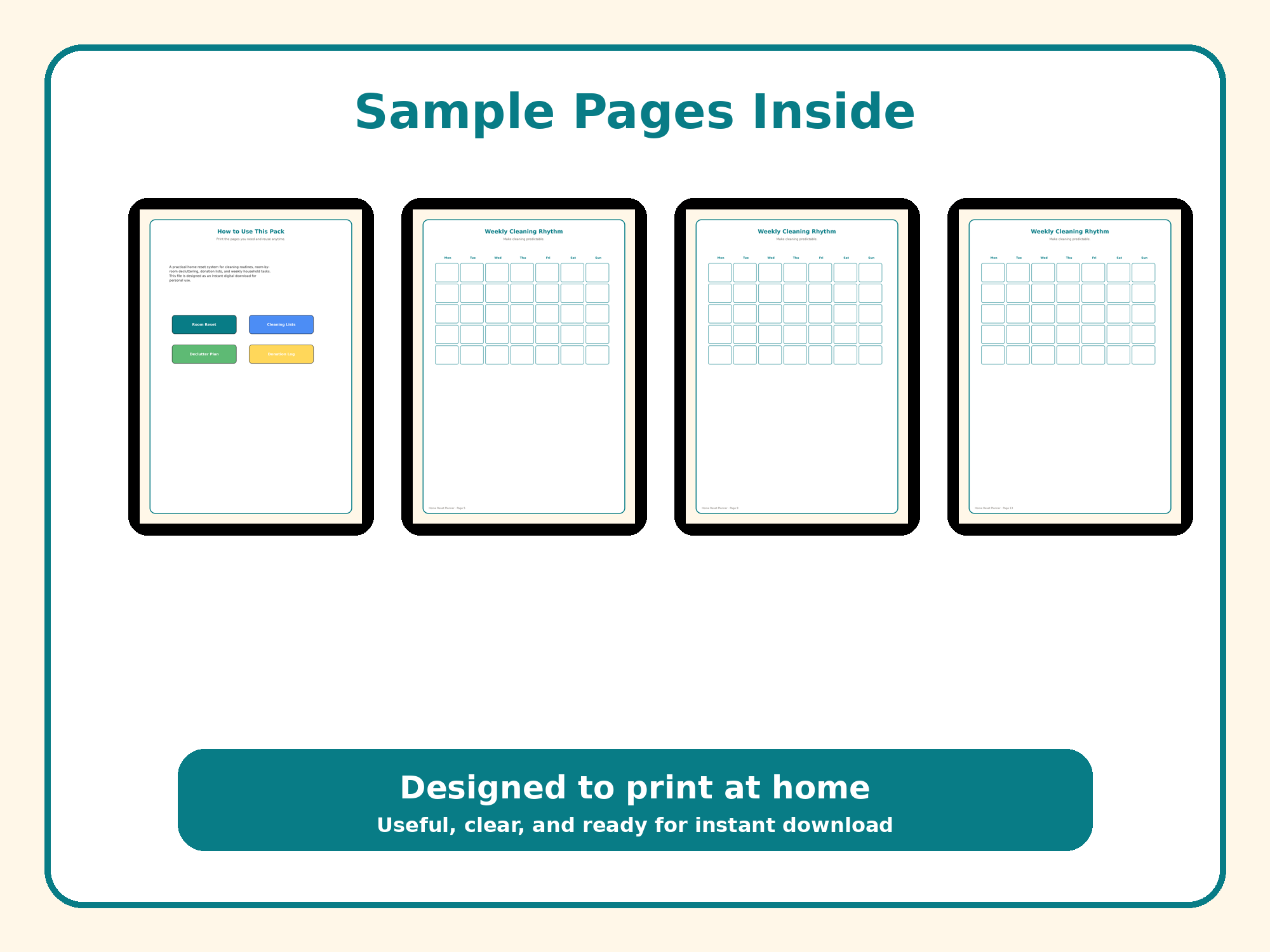 Home Reset Cleaning & Decluttering Planner | 34 Printable Pages
